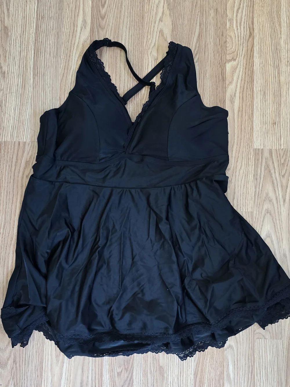 Torrid Wireless Lace Trim Swim Dress Black Size 3X NWT